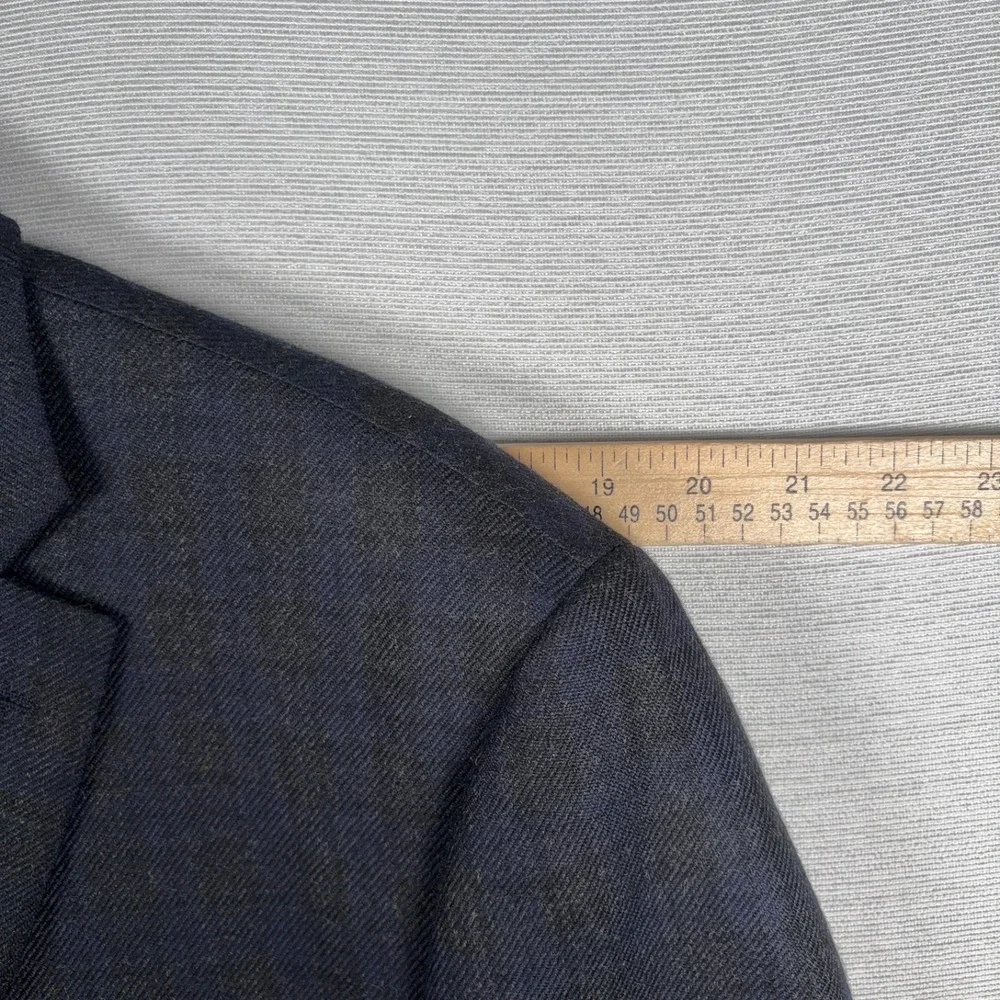 Lauren Ralph Lauren Plaid Wool Elbow Patch Blazer Mens Size 44R Navy Black